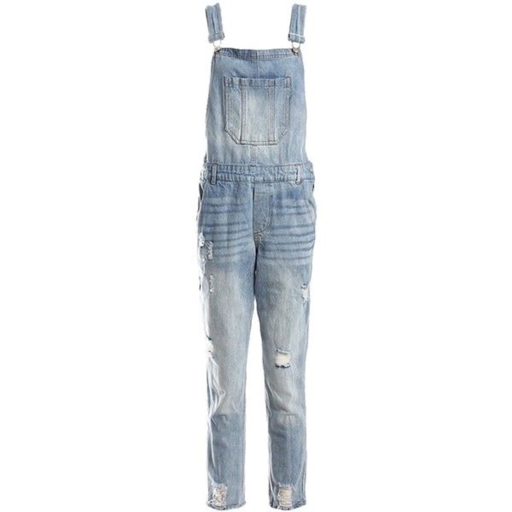 Distressed Denim Overalls